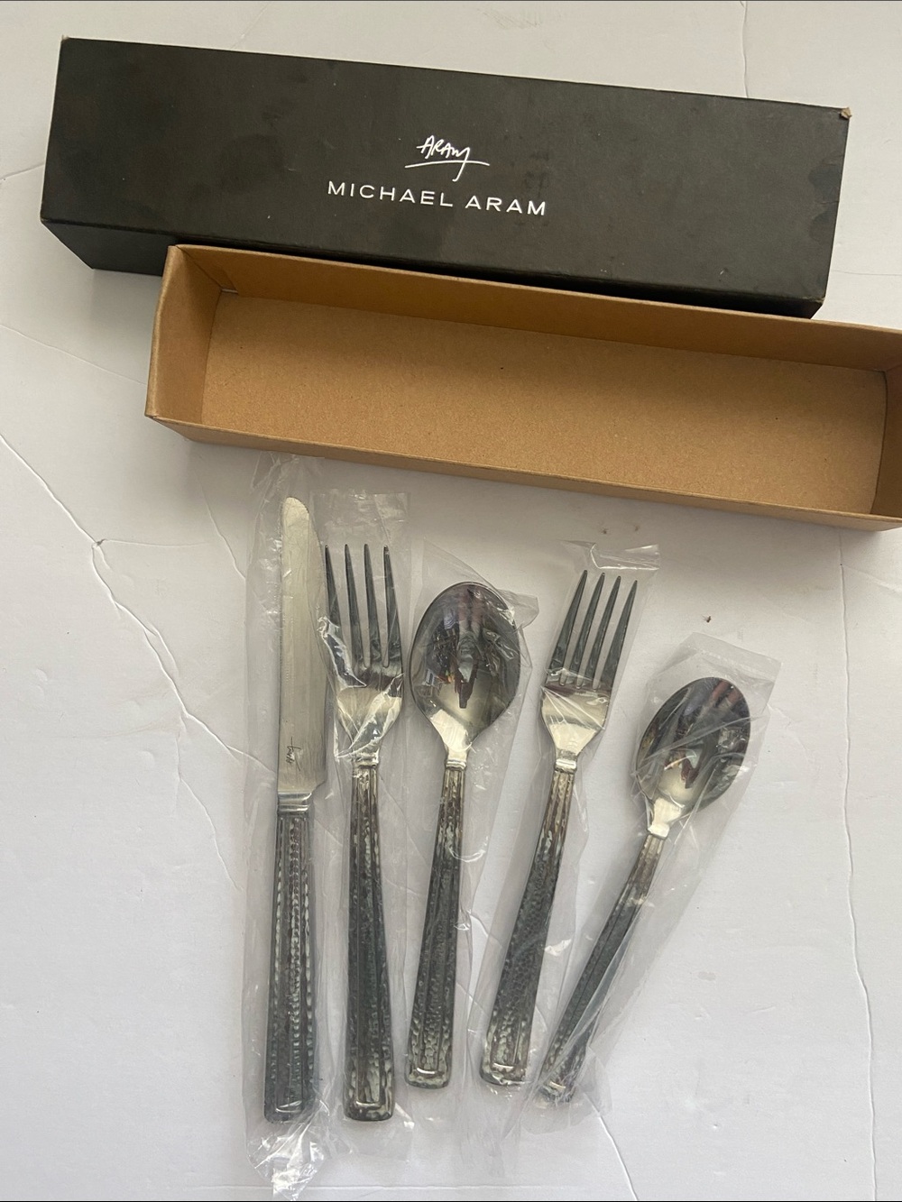 Michael Aram Hammertone 5-Piece Silver Flatware Set